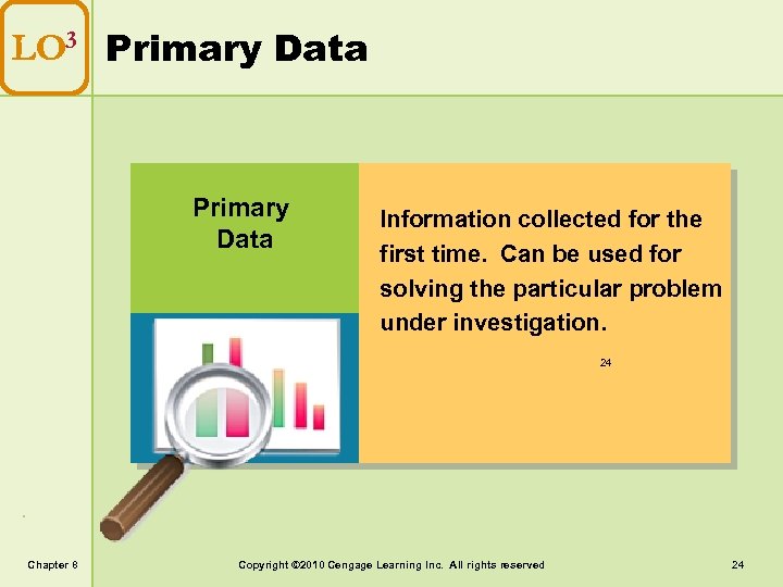 LO 3 Primary Data Information collected for the first time. Can be used for