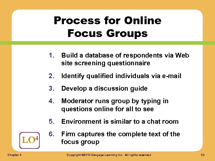 Process for Online Focus Groups 1. 2. Develop a discussion guide 4. Moderator runs