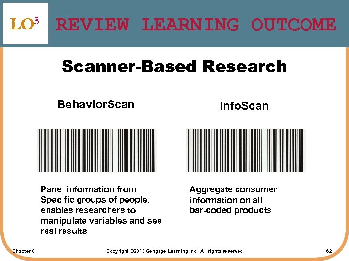 LO 5 REVIEW LEARNING OUTCOME Scanner-Based Research Behavior. Scan Panel information from Specific groups