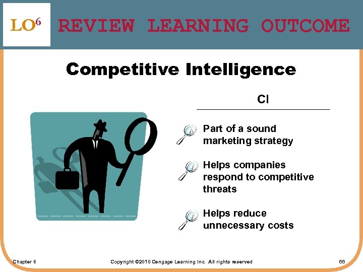 LO 6 REVIEW LEARNING OUTCOME Competitive Intelligence CI Part of a sound marketing strategy