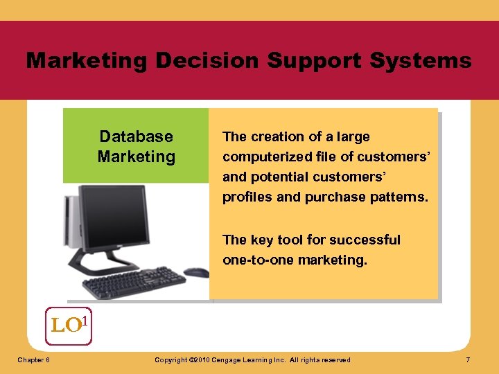 Marketing Decision Support Systems Database Marketing The creation of a large computerized file of