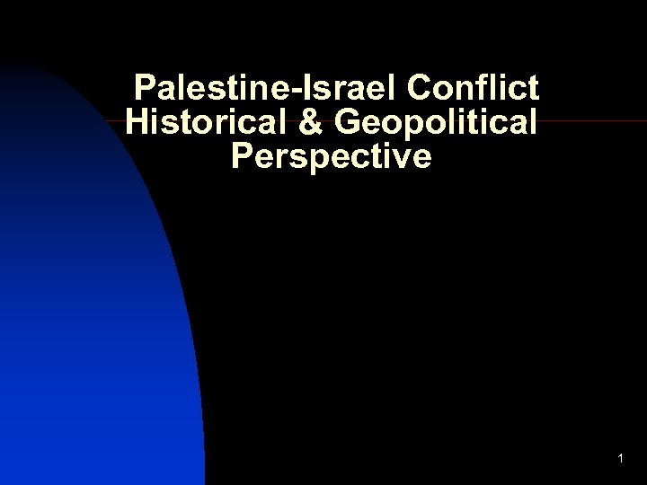 Palestine-Israel Conflict Historical & Geopolitical Perspective 1 