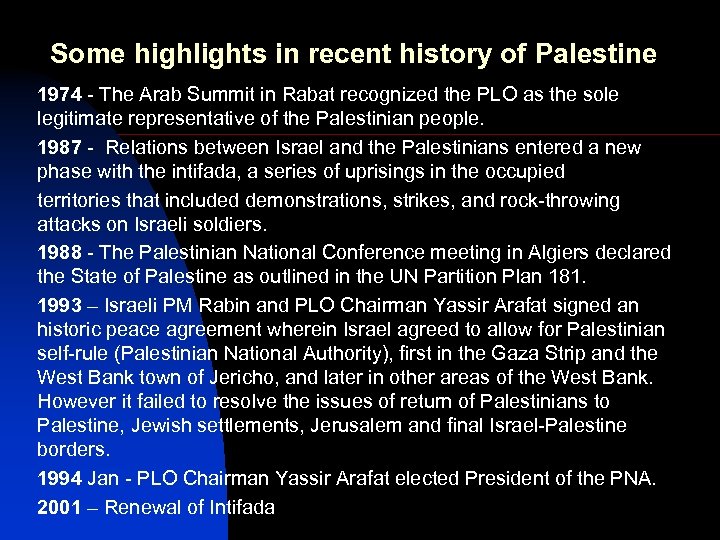 Some highlights in recent history of Palestine 1974 - The Arab Summit in Rabat