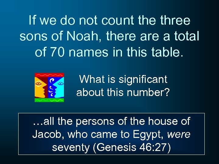 If we do not count the three sons of Noah, there a total of