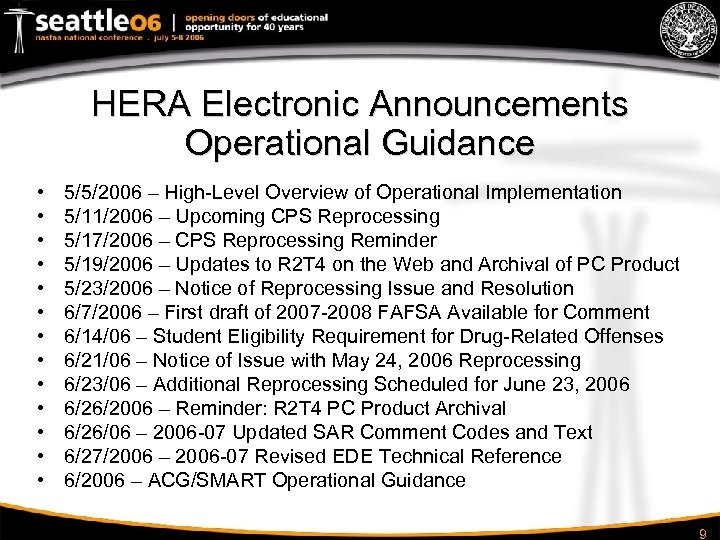 HERA Electronic Announcements Operational Guidance • • • • 5/5/2006 – High-Level Overview of