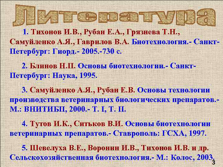  1. Тихонов И. В. , Рубан Е. А. , Грязнева Т. Н. ,