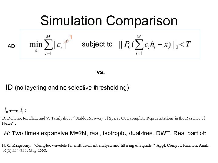 Simulation Comparison 1 AD subject to vs. ID (no layering and no selective thresholding)