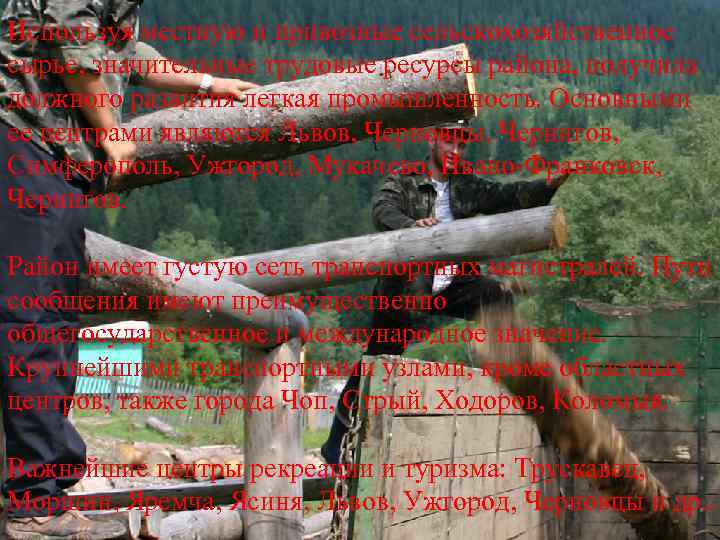 Используя местную и привозные сельскохозяйственное сырье, значительные трудовые ресурсы района, получила должного развития легкая