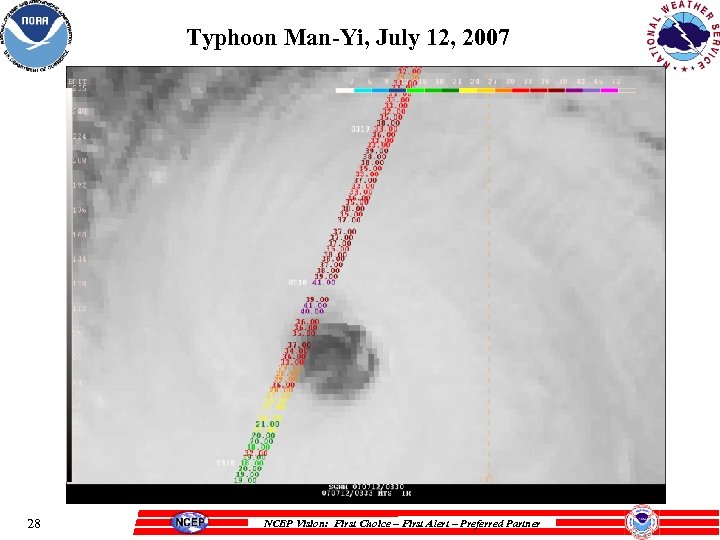 Typhoon Man-Yi, July 12, 2007 28 NCEP Vision: First Choice – First Alert –