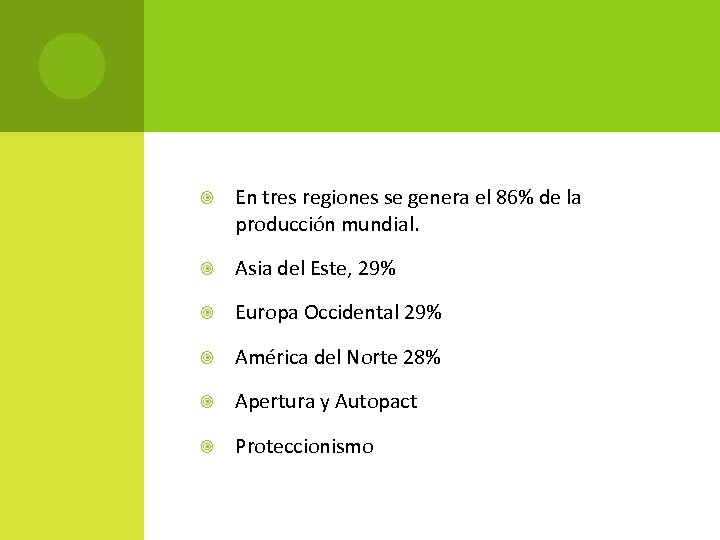  En tres regiones se genera el 86% de la producción mundial. Asia del