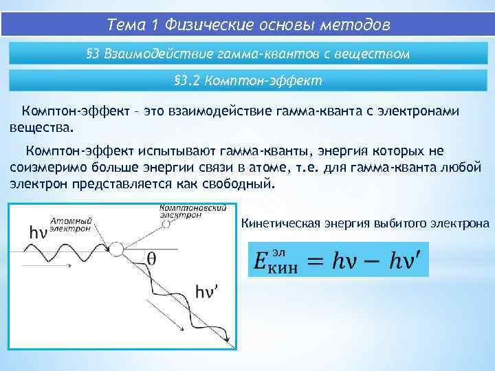 Тема 1 Физические основы методов § 3 Взаимодействие гамма-квантов с веществом § 3. 2