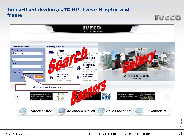 Iveco-Used dealers/UTC HP: Iveco Graphic and frame Filename Advanced search Turin, 3/16/2018 Data classification: