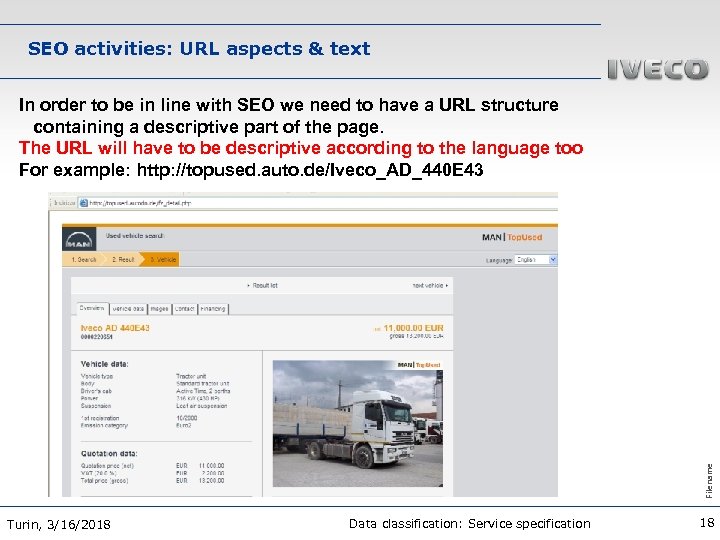 SEO activities: URL aspects & text Filename In order to be in line with