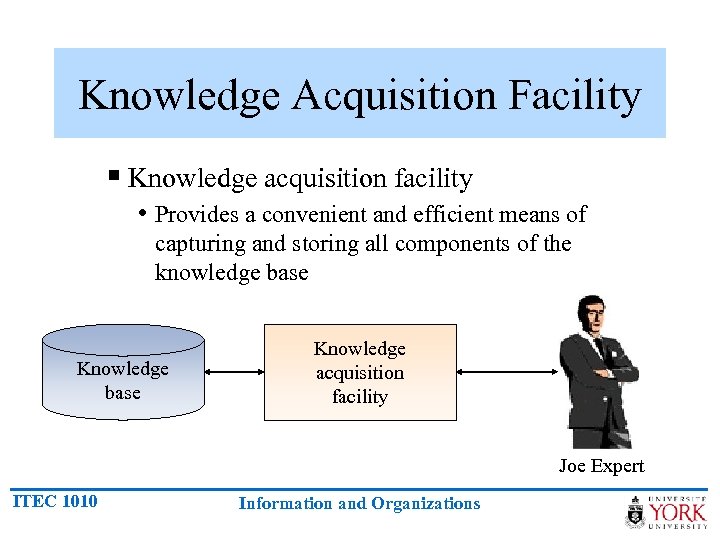 Knowledge Acquisition Facility § Knowledge acquisition facility • Provides a convenient and efficient means