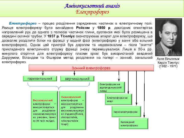 Електрофорез – процес розділення заряджених частинок в електричному полі. Явище електрофорезу було винайдено Рейсом