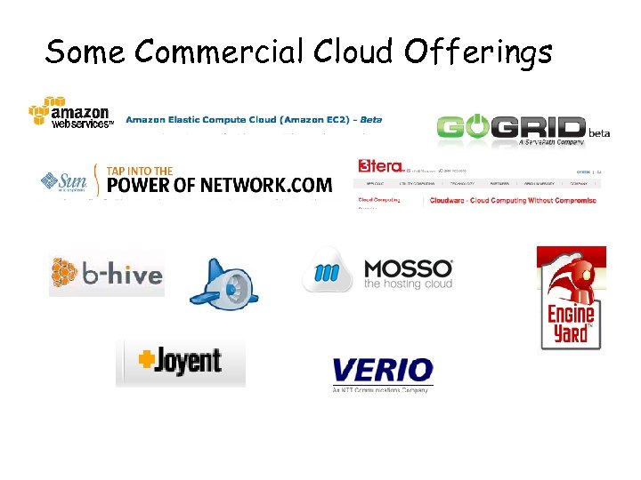 Some Commercial Cloud Offerings 35 