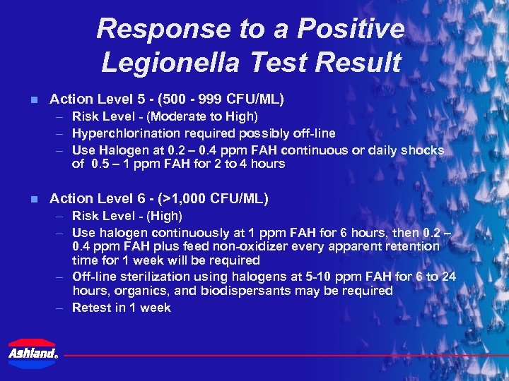 Response to a Positive Legionella Test Result n Action Level 5 - (500 -