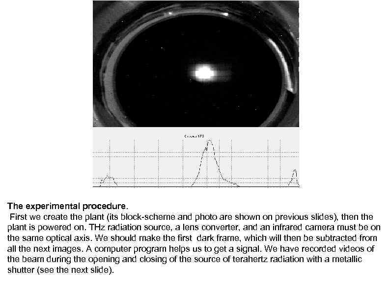 The experimental procedure. First we create the plant (its block-scheme and photo are shown