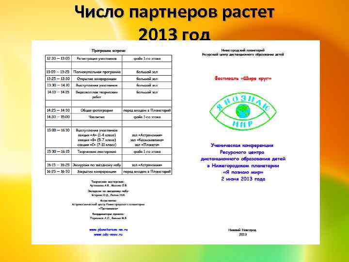 Число партнеров растет 2013 год 