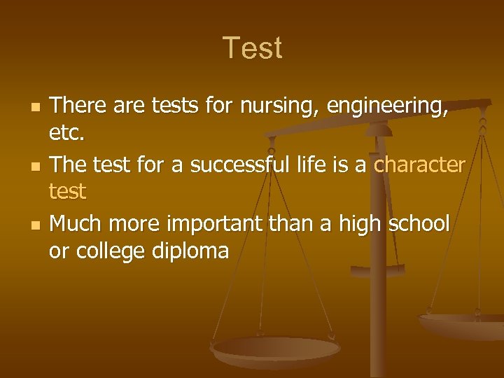 Test n n n There are tests for nursing, engineering, etc. The test for