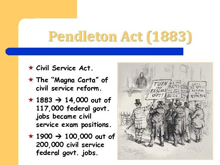 Pendleton Act (1883) « Civil Service Act. « The “Magna Carta” of civil service