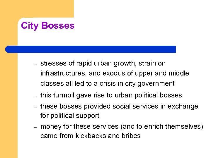 City Bosses – stresses of rapid urban growth, strain on infrastructures, and exodus of