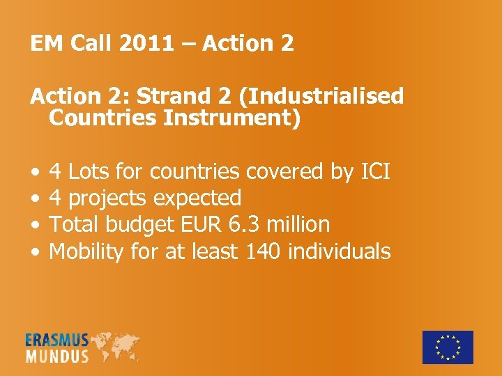 EM Call 2011 – Action 2: Strand 2 (Industrialised Countries Instrument) • • 4