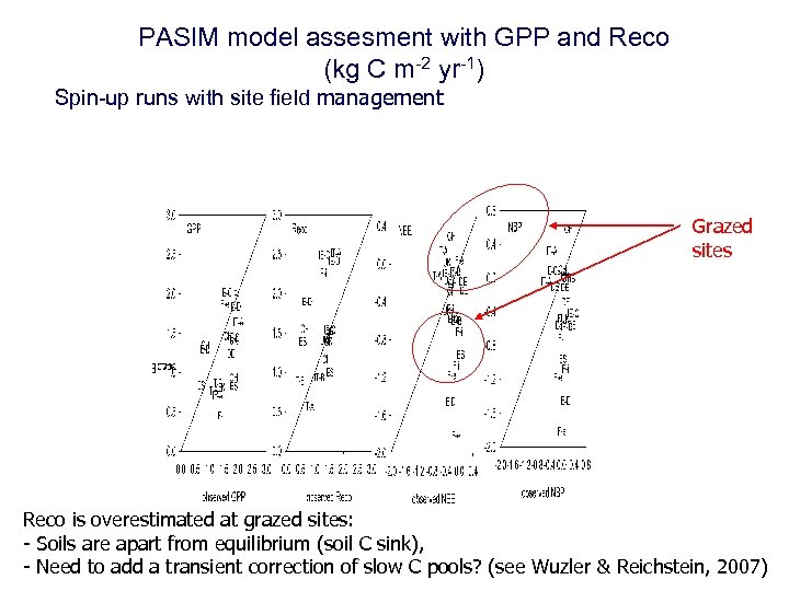 PASIM model assesment with GPP and Reco (kg C m-2 yr-1) Spin-up runs with
