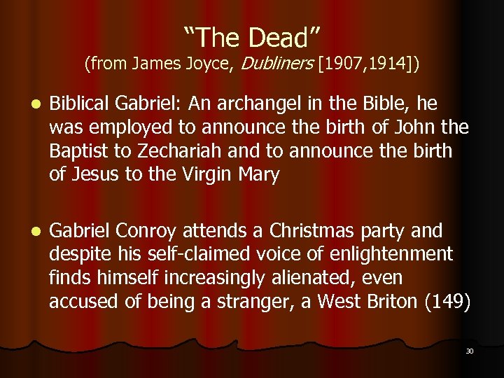“The Dead” (from James Joyce, Dubliners [1907, 1914]) l Biblical Gabriel: An archangel in
