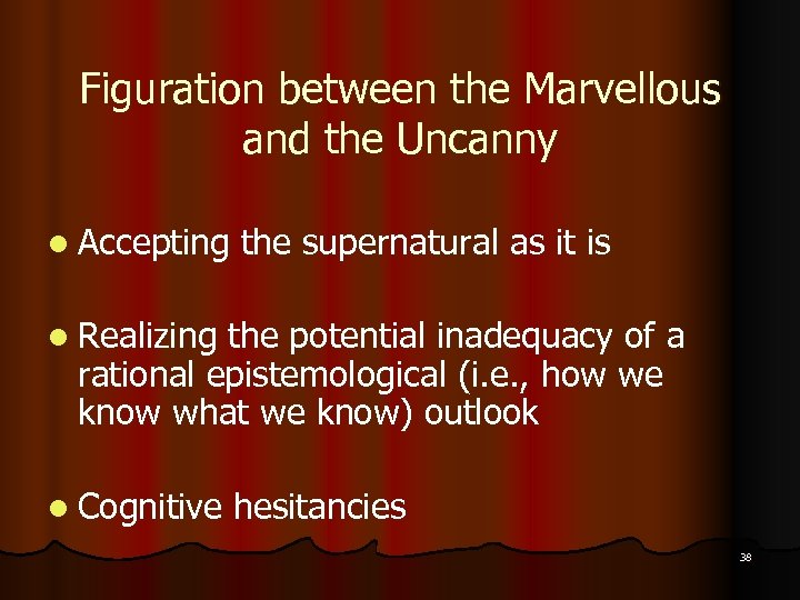 Figuration between the Marvellous and the Uncanny l Accepting the supernatural as it is
