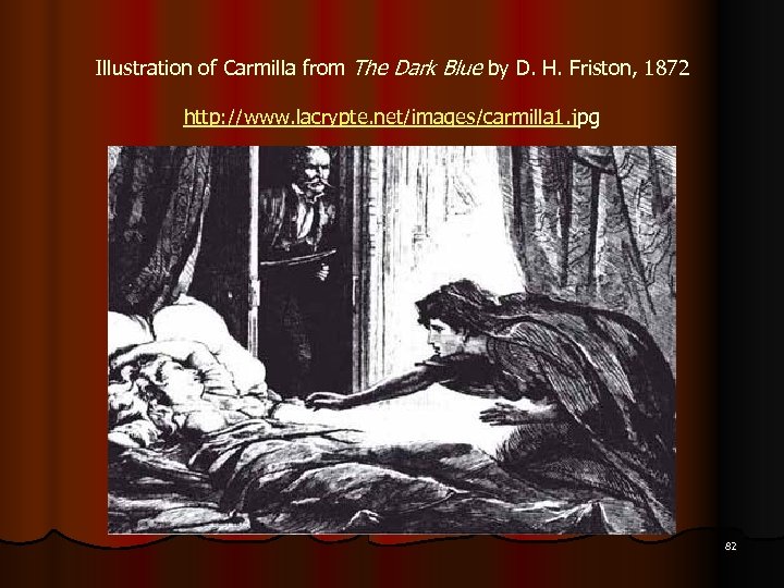 Illustration of Carmilla from The Dark Blue by D. H. Friston, 1872 http: //www.