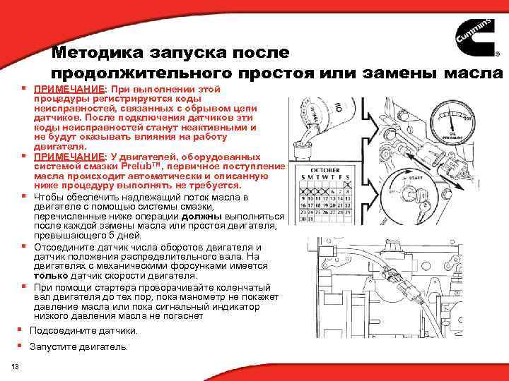 Методика запуска после продолжительного простоя или замены масла § ПРИМЕЧАНИЕ: При выполнении этой §