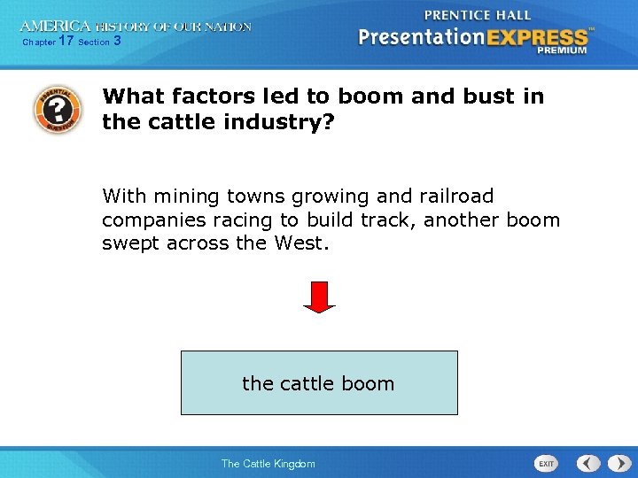 Chapter 17 Section 3 What factors led to boom and bust in the cattle