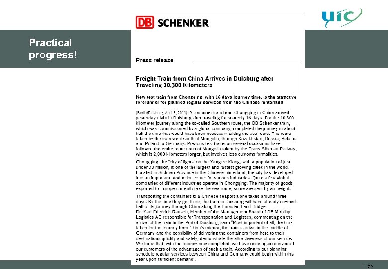 Practical progress! 22 