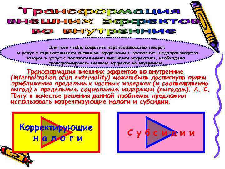 Для того чтобы сократить перепроизводство товаров и услуг с отрицательными внешними эффектами и восполнить