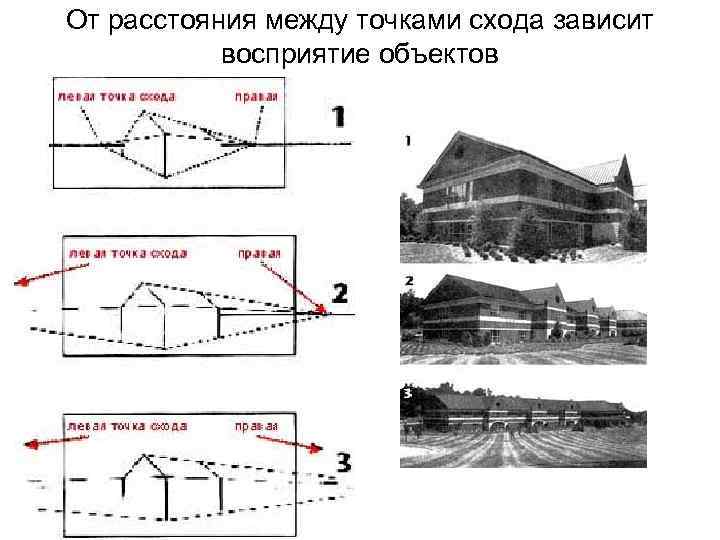 В зависимости от направления линий точки схода располагаются в различных местах изображения ответ