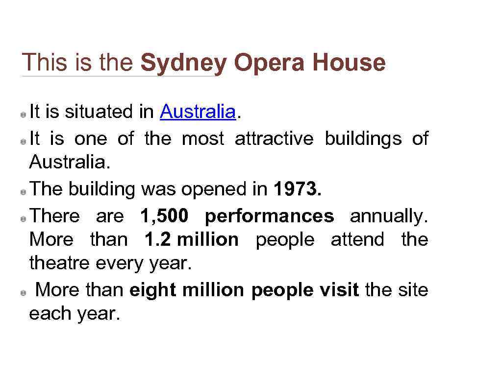 This is the Sydney Opera House It is situated in Australia. It is one