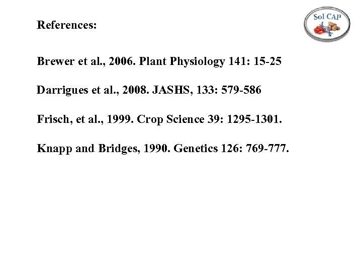 References: Brewer et al. , 2006. Plant Physiology 141: 15 -25 Darrigues et al.