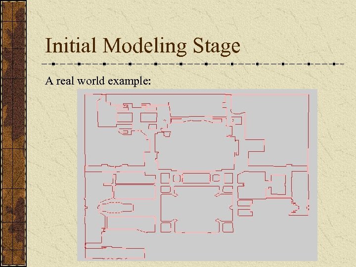 Initial Modeling Stage A real world example: 