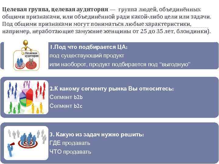 Целевая группа, целевая аудитория — группа людей, объединённых общими признаками, или объединённой ради какой-либо