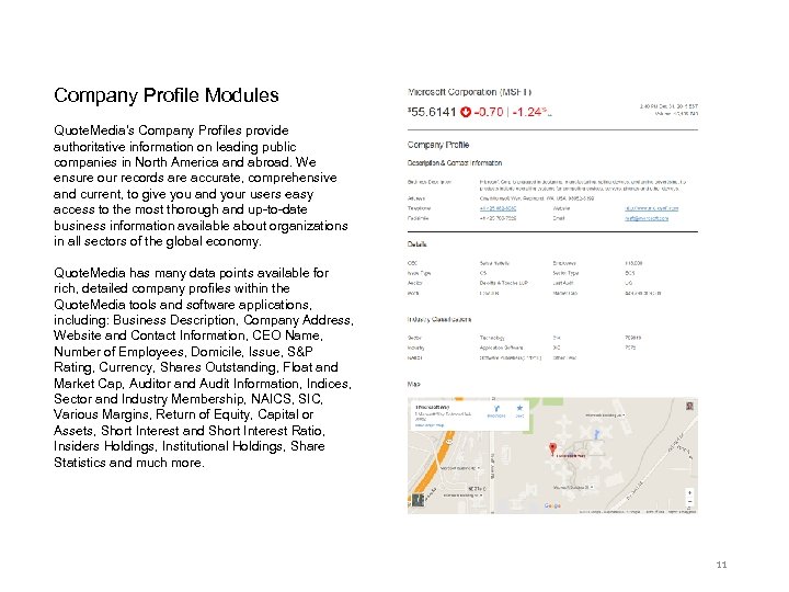 Company Profile Modules Quote. Media's Company Profiles provide authoritative information on leading public companies