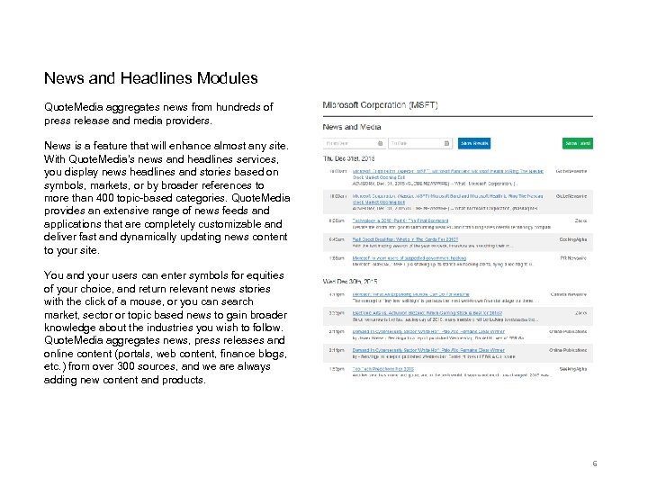 News and Headlines Modules Quote. Media aggregates news from hundreds of press release and