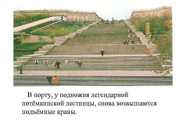 В порту, у подножия легендарной потёмкинской лестницы, снова возвышаются подъёмные краны. 