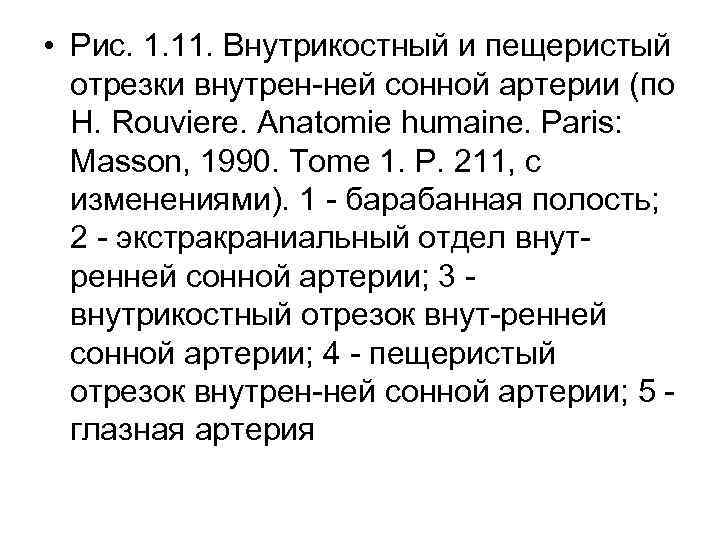  • Рис. 1. 11. Внутрикостный и пещеристый отрезки внутрен ней сонной артерии (по