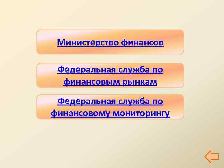 Министерство финансов Федеральная служба по финансовым рынкам Федеральная служба по финансовому мониторингу 