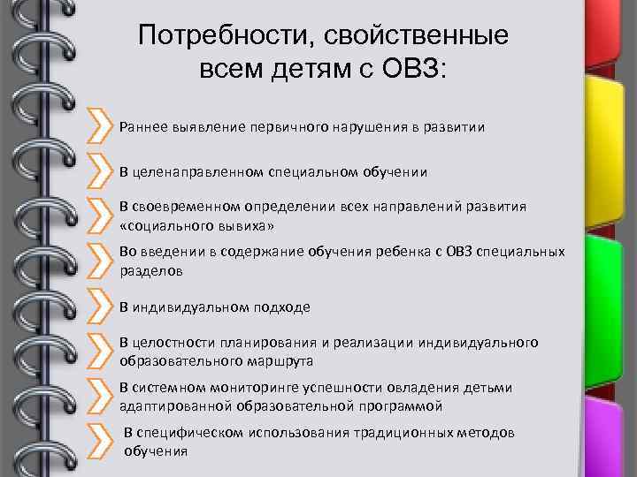 Потребности присущие и человеку и животным. Особые образовательные потребности свойственные всем детям с ОВЗ. Плюсы и минусы коррекционного педагога. Комплексные коррекционные занятия.