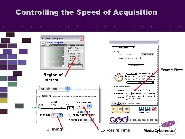 Controlling the Speed of Acquisition Frame Rate Region of Interest Binning Exposure Time 