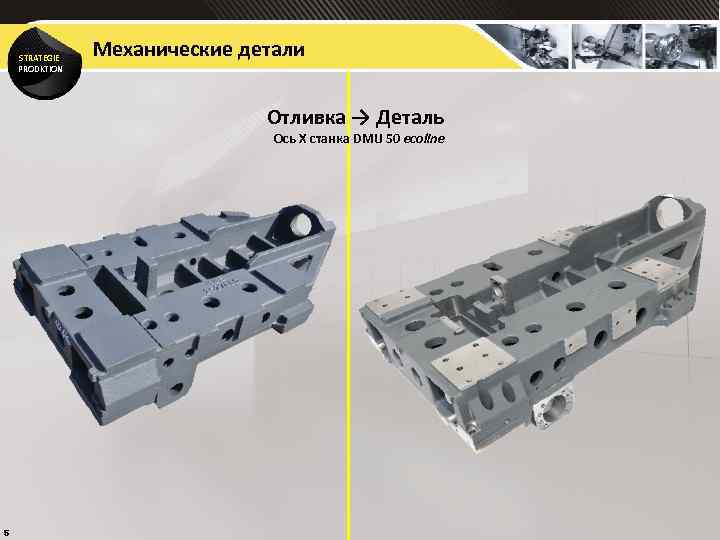 STRATEGIE PRODKTION Механические детали Отливка → Деталь Ось X станка DMU 50 ecoline 5