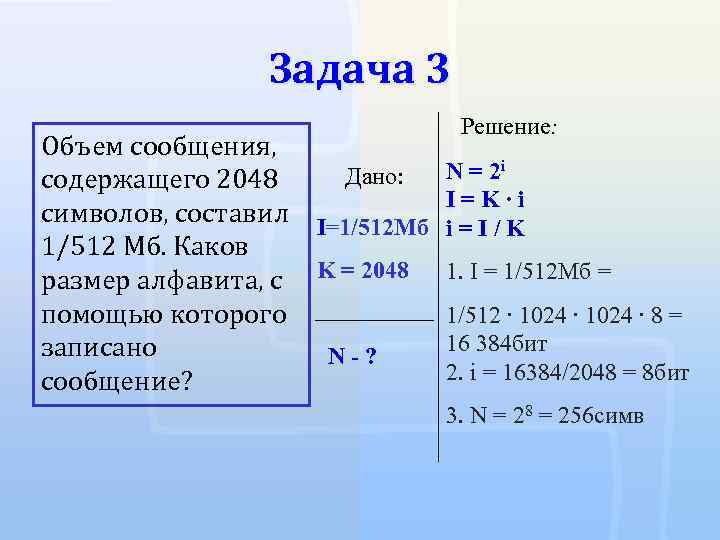 Объем сообщения содержащего 2048