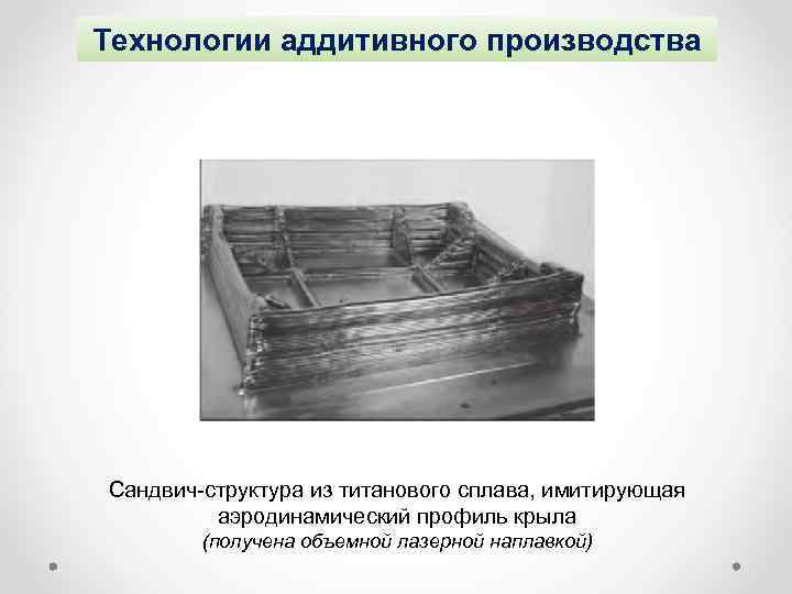 Технологии аддитивного производства Сандвич-структура из титанового сплава, имитирующая аэродинамический профиль крыла (получена объемной лазерной